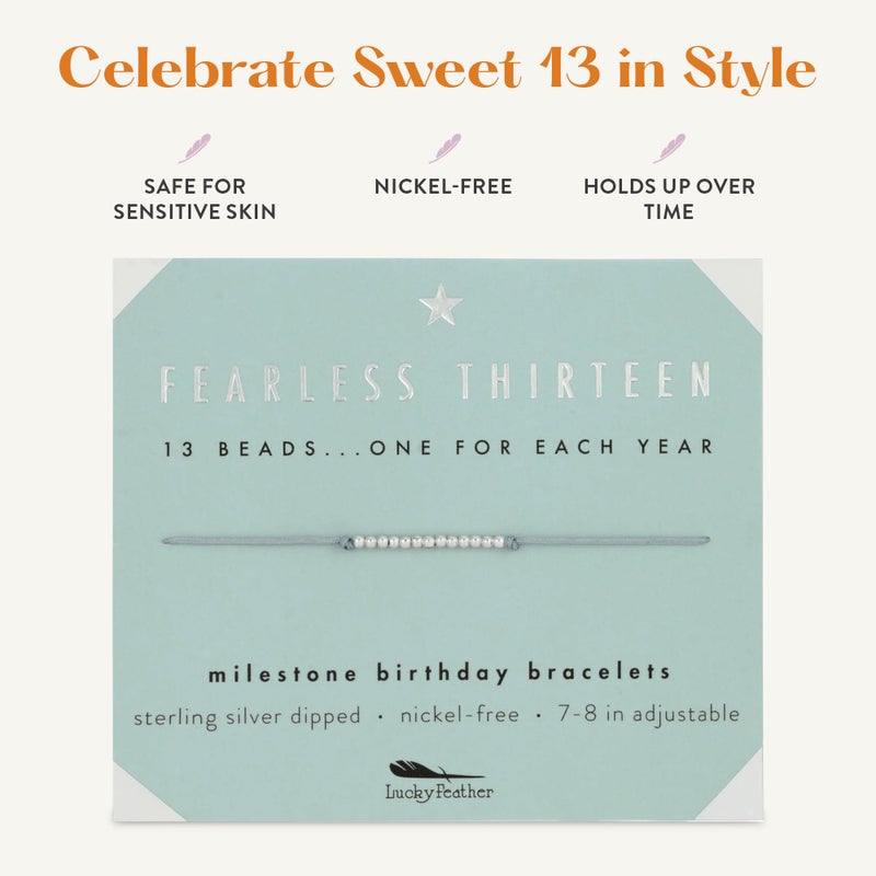Lucky Feather 13 Year Old Girl Gifts | 13th Birthday Bracelet With Adjustable Cord & Message | 14k Gold Dipped Beads & Silver, Rose Gold gifts for 13 year old girl | Trendy 13 birthday gifts - Image 4